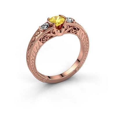 Promise ring Tasia 585 rosé goud gele saffier 5 mm