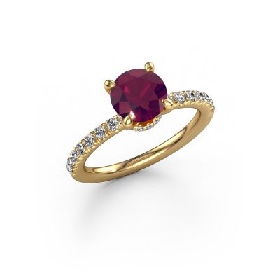 Bague de fiançailles Crystal rnd 4 585 or jaune rhodolite 7 mm