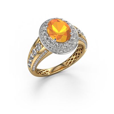 Bague de fiançailles Nancie 585 or jaune citrine 9x7 mm