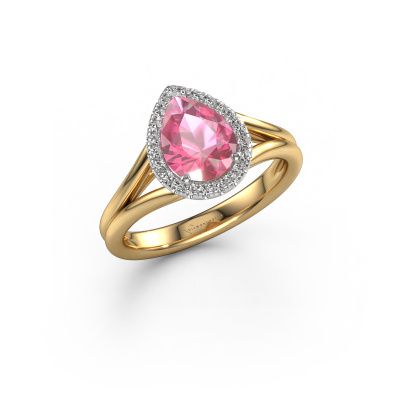Engagement ring Verla pear 1 585 gold pink sapphire 8x6 mm