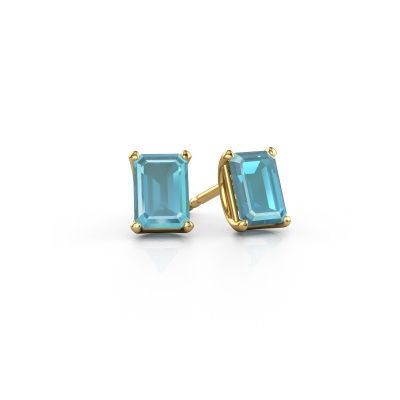 Clous d'oreilles Sam EME 585 or jaune topaze bleue 7x5 mm