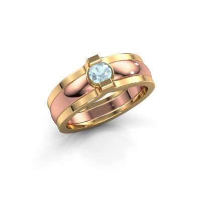 Ring Jade 585 rosé goud aquamarijn 4 mm