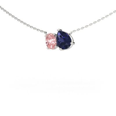 Pendant Toi et Moi PER OVL 585 white gold sapphire 8x6 mm