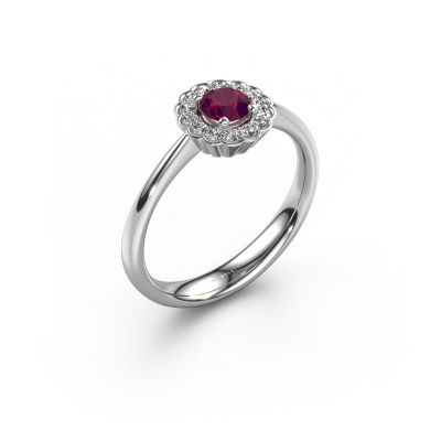 Bague de fiançailles Debi 585 or blanc rhodolite 4.2 mm