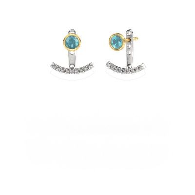 Boucles d'oreilles Rosetta 585 or blanc topaze bleue 4 mm