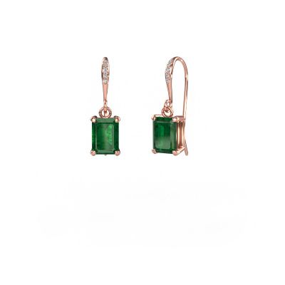 Drop earrings Laurie EME 2 585 rose gold emerald 7x5 mm