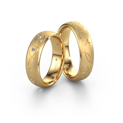 Wedding rings set WH2068LM36BM ±0.24x0.08 in 14 Carat gold diamond 0.015 crt