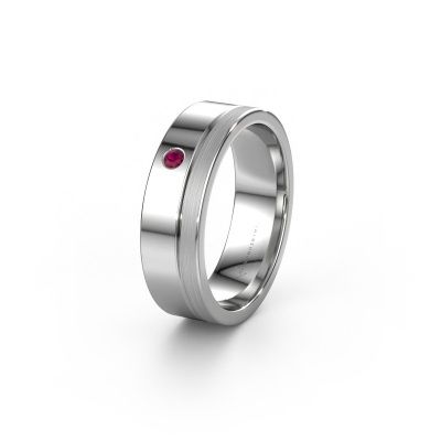 Wedding ring WH0301L16APM 585 white gold rhodolite ±0.24x0.07 in