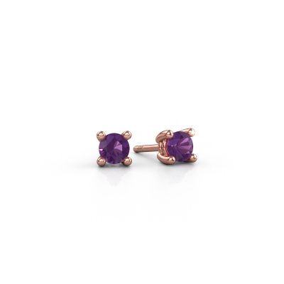 Stud earrings Sam RND 585 rose gold amethyst 4.2 mm