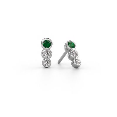 Boucles d'oreilles Felica 585 or blanc emeraude 2.7 mm