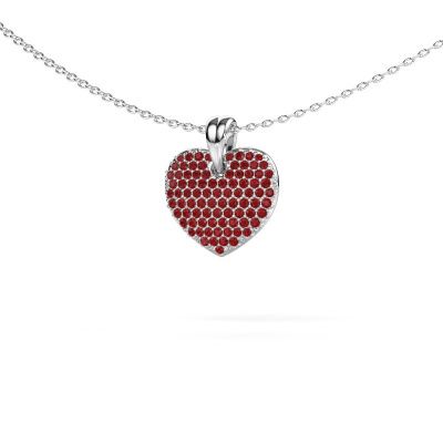 Pendant Heart 5 585 white gold ruby 0.8 mm