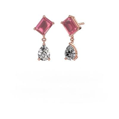 Earrings Toi et Moi EME PER 585 rose gold tourmaline pink 8x6 mm