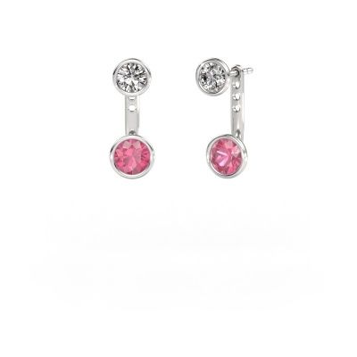 Boucles d'oreilles Halle 585 or blanc saphir rose 6 mm