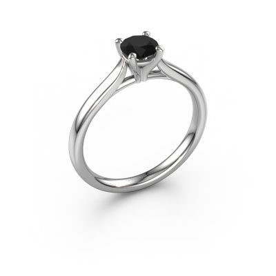 Engagement ring Mignon rnd 1 585 white gold black diamond 0.60 crt