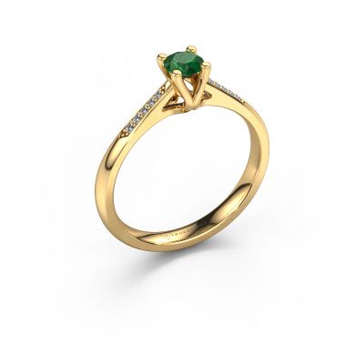 Promise ring Janna 2 585 goud smaragd 4 mm