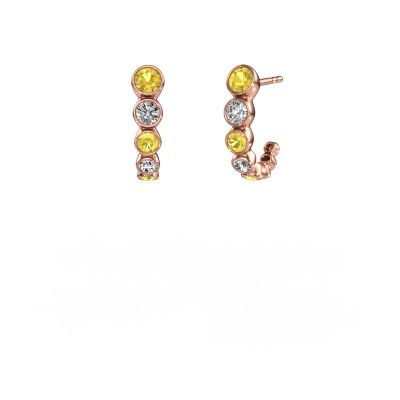 Clous d'oreilles Suzie 585 or rose saphir jaune 3.8 mm