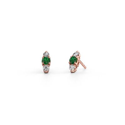 Boucles d'oreilles Amie 585 or rose emeraude 4 mm