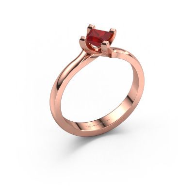 Engagement ring Dewi Square 585 rose gold ruby 4 mm