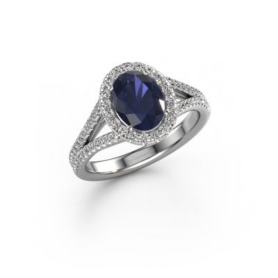 Engagement ring Verla ovl 2 585 white gold sapphire 8x6 mm