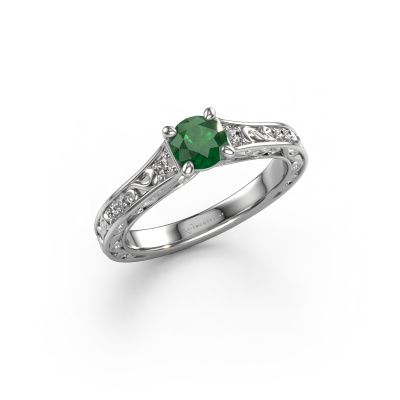 Engagement ring Mallory rnd 950 platinum emerald 5 mm