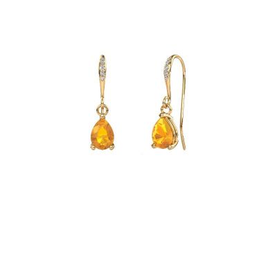 Drop earrings Laurie 2 585 gold citrin 7x5 mm