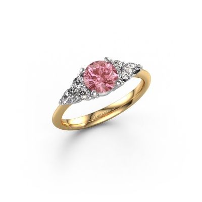 Engagement ring Melani RND 585 gold pink lab grown diamond 6 mm