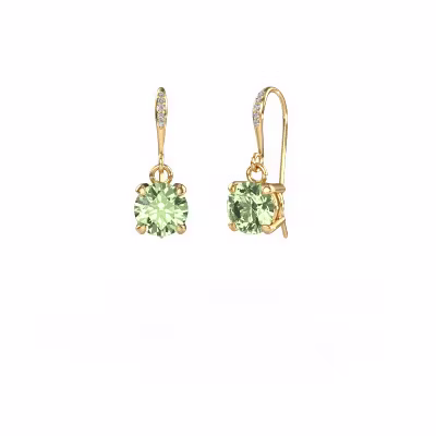 Pendants d'oreilles Laurie RND 2 585 or jaune diamants synthétiques vert 5.7 mm