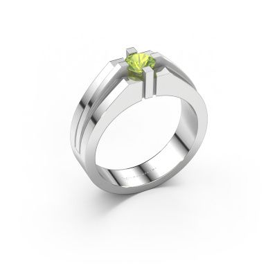 Herrenring Kiro 585 Weißgold Peridot 5 mm