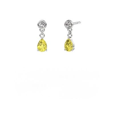 Pendants d'oreilles Lacey 950 platine diamants synthétiques jaune 7x5 mm