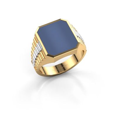 Signet ring Brent 3 585 gold blue sardonyx 14x12 mm