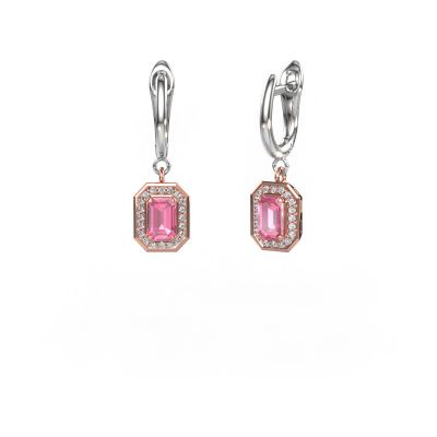 Drop earrings Dodie 1 585 rose gold pink sapphire 6x4 mm