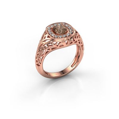 Heren ring Quinten 585 rosé goud bruine diamant 0.86 crt