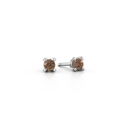 Clous d'oreilles Isa 585 or blanc diamant brun 0.50 crt