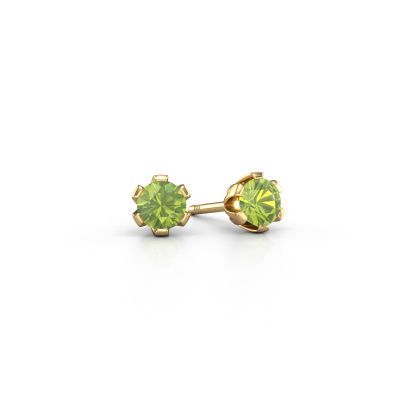 Clous d'oreilles Julia 585 or jaune péridot 4 mm