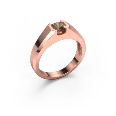 Heren ring Indigo 585 rosé goud bruine diamant 0.80 crt