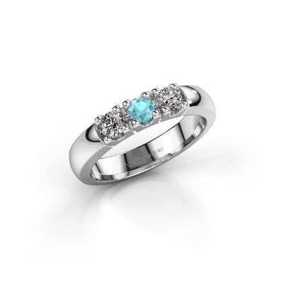Ring Rianne 3 585 witgoud blauw topaas 3.4 mm