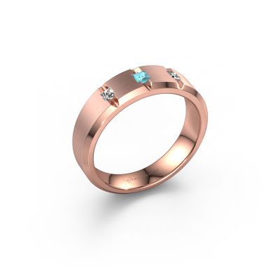 Men's ring Justin 585 rose gold blue topaz 2.5 mm
