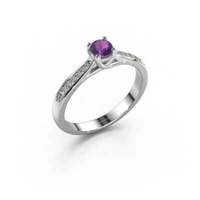 Engagement ring Mia 2 585 white gold amethyst 5 mm