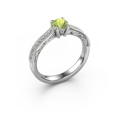 Engagement ring Shonta RND 585 white gold peridot 4.7 mm