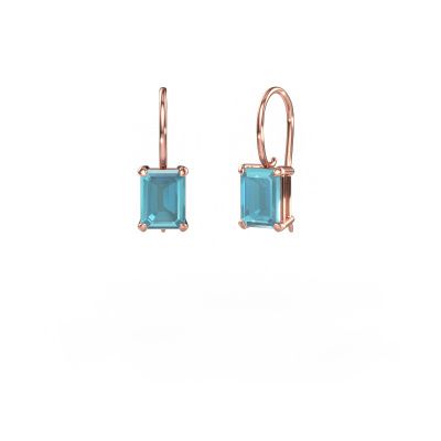 Pendants d'oreilles Cleo EME 585 or rose topaze bleue 8x6 mm