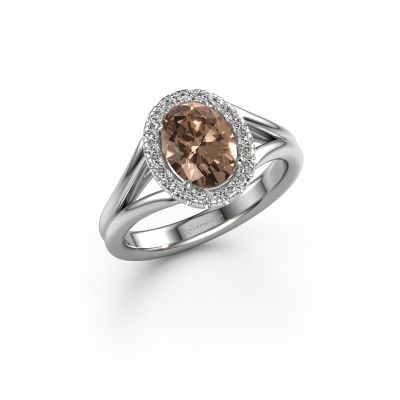 Verlobungsring Verla ovl 1 585 Weißgold Braun Diamant 1.25 crt