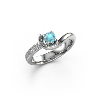 Bague de fiançailles Ceylin 585 or blanc topaze bleue 4 mm