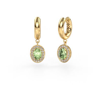 Drop earrings Annett 585 gold green lab grown diamond 7x5 mm