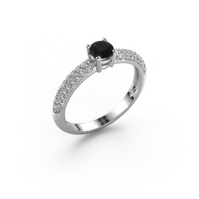 Engagement ring Marjan 585 white gold black diamond 0.722 crt