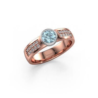Engagement ring Ise 3 585 rose gold blue lab grown diamond 4.7 mm