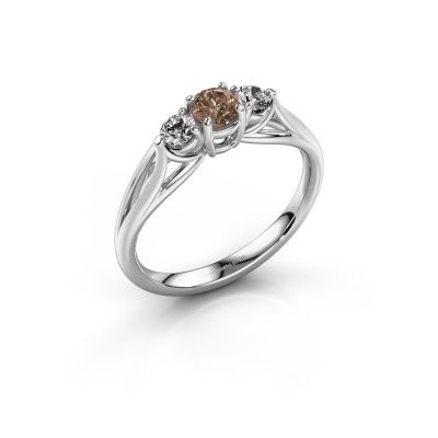 Verlovingsring Amie RND 585 witgoud bruine diamant 0.50 crt