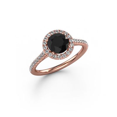 Bague de fiançailles Seline rnd 2 585 or rose diamant noir 1.64 crt
