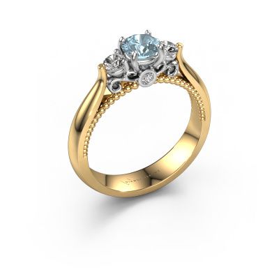Engagement ring Tiffani 585 gold blue lab grown diamond 5 mm
