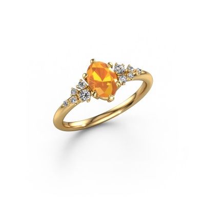 Bague Royce OVL 585 or jaune citrine 7x5 mm
