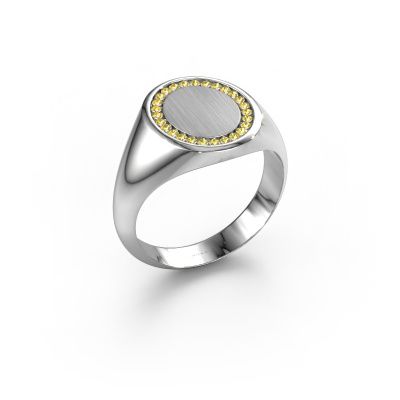 Herrenring Floris Oval 3 585 Weißgold Gelb Saphir 1.2 mm